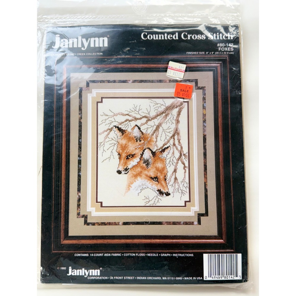 Vintage Janlynn Foxes Counted Cross Stitch Kit Sealed